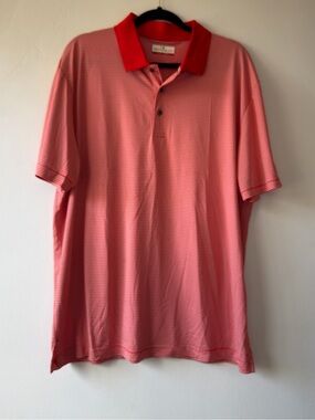 Grand Slam Performance Mens XL Red White Striped Golf Polo Shirt Short Sleeve